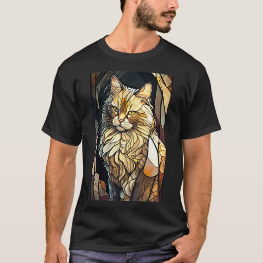 ステンドグラスのバフ猫 Tシャツ (正面)
