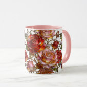 ステンドグラスのバラの花コーヒーマグ マグカップ (正面右)