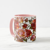 ステンドグラスのバラの花コーヒーマグ マグカップ (正面左)