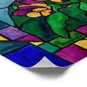 ステンドグラスのパンジーのポスター ポスター (角)