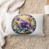 ステンドグラスのパンジーの花 ランバークッション (ブランケット)