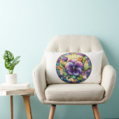 ステンドグラスのパンジーの花 ランバークッション (椅子)