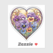 ステンドグラスのパンジーハート