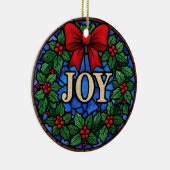 ステンドグラスのヒイラギリース JOY セラミックオーナメント (右)