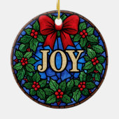 ステンドグラスのヒイラギリース JOY セラミックオーナメント (裏面)