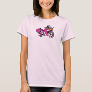 ステンドグラスのピンクのオートバイ Tシャツ