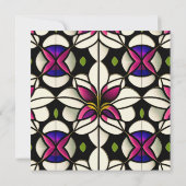 ステンドグラスのピンクのユリのカスタマイズ可能な誕生日 招待状 (裏面)
