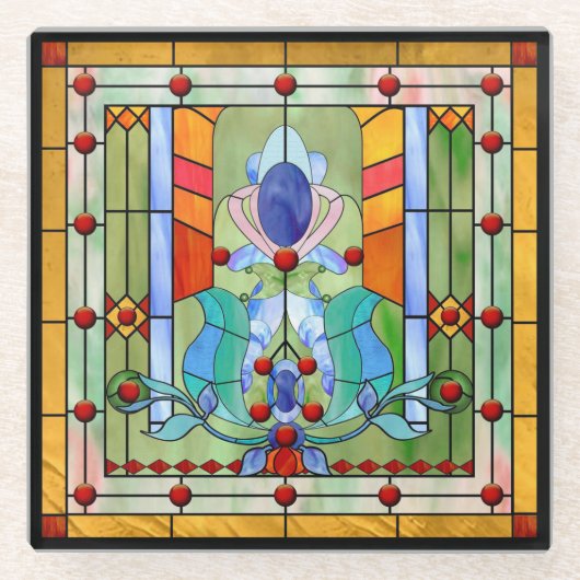 ステンドグラスのファンタジーガラスのコースター ガラスコースター (正面)
