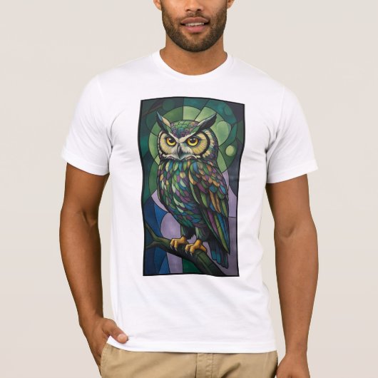 ステンドグラスのフクロウ Tシャツ (正面)