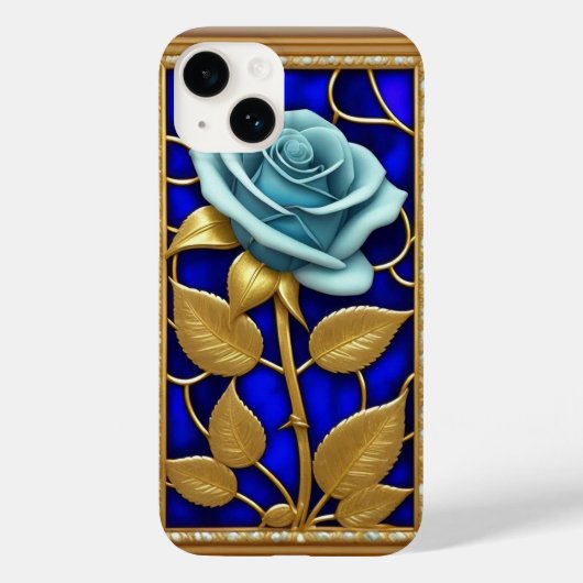 ステンドグラスのブルーローズデザイン Case-Mate iPhoneケース (裏面)