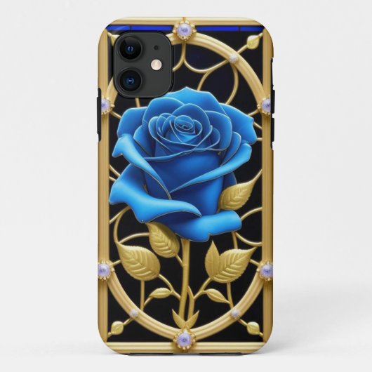 ステンドグラスのブルーローズデザイン Case-Mate iPhoneケース (裏面)