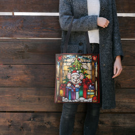 ステンドグラスのプレゼントフェイクのクリスマスマウス トートバッグ