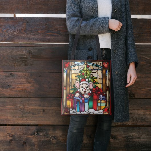 ステンドグラスのプレゼントフェイクのクリスマスマウス トートバッグ