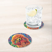 ステンドグラスのプードル ラウンドペーパーコースター (インサイチュ)