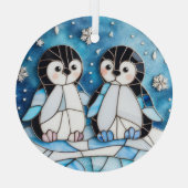 ステンドグラスのペンギン ガラスオーナメント (裏面)