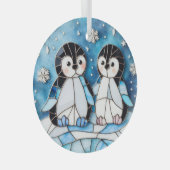 ステンドグラスのペンギン ガラスオーナメント (正面右)