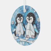 ステンドグラスのペンギン ガラスオーナメント (正面左)
