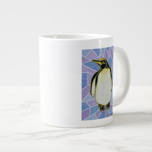 ステンドグラスのペンギン ジャンボコーヒーマグカップ