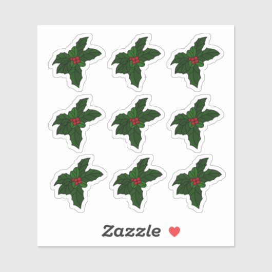 ステンドグラスのホリーベリー シール (シート)