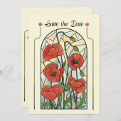 ステンドグラスのポピー Save the Date 招待状 (正面/裏面)