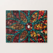 ステンドグラスのモザイクパズル"秋花" ジグソーパズル (横)