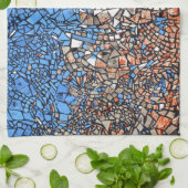 ステンドグラスのモザイク抽象芸術青茶色 キッチンタオル (折り畳み)