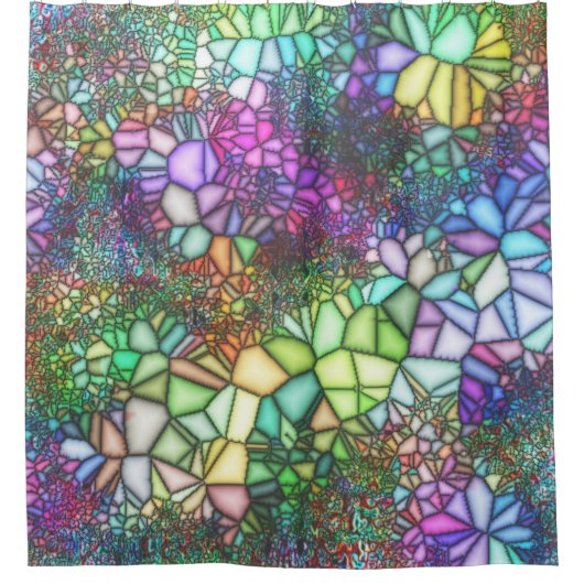 ステンドグラスのモザイク シャワーカーテン (正面)