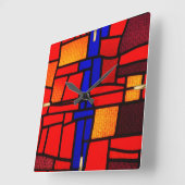 ステンドグラスのモザイク スクエア壁時計 (傾斜)