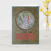 ステンドグラスのモザイク:ドラゴンフライ カード (黄色い花)