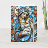 ステンドグラスのモザイク | マリアとイエス カード (正面)