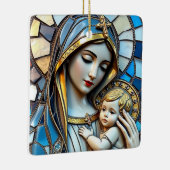 ステンドグラスのモザイク | マリアとイエス・クリスマス セラミックオーナメント (右)