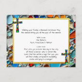 ステンドグラスのモザイク | マリアとイエス・クリスマス ポストカード (裏面)