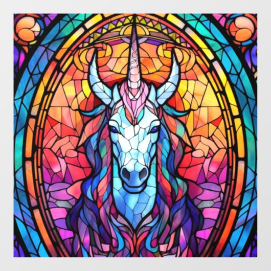 ステンドグラスのユニコーン ウィンドウサイン (シート)