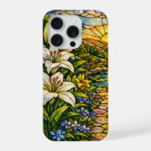 ステンドグラスのユリと日差し iPhoneケース (裏面)