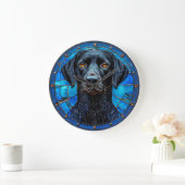 ステンドグラスのラブラドール ラージ壁時計 (ホーム)