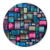 ステンドグラスのルックカラフル抽象芸術 セラミックノブ (正面)