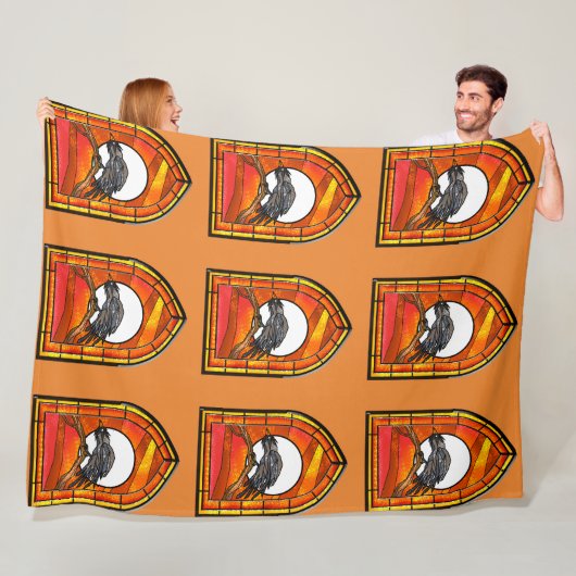 ステンドグラスのレイベン フリースブランケット (インサイチュ)