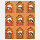 ステンドグラスのレイベン フリースブランケット (正面)