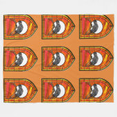 ステンドグラスのレイベン フリースブランケット (正面(横))