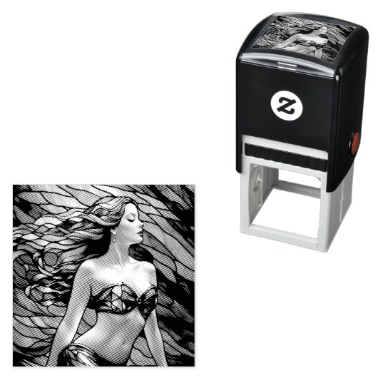 ステンドグラスのレインボーマーメイド セルフインキングスタンプ (インサイチュ)