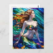 ステンドグラスのレインボーマーメイド ポストカード (正面/裏面)