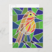 ステンドグラスのロビン ポストカード (正面/裏面)