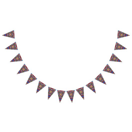 ステンドグラスのヴィンテージの紫色の万華鏡のように千変万化するパターン バンティングフラッグ (全)