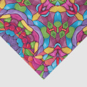 ステンドグラスのヴィンテージの紫色の万華鏡のように千変万化するパターン 薄葉紙 (詳細)