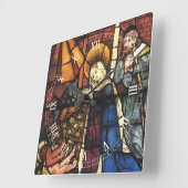 ステンドグラスのヴィンテージクリスマスプレゼントの場面 スクエア壁時計 (傾斜)