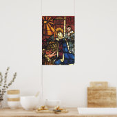 ステンドグラスのヴィンテージクリスマスプレゼント ポスター (キッチン)