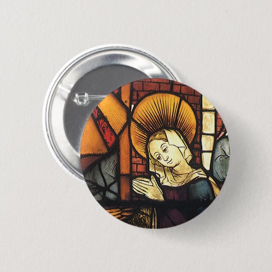 ステンドグラスのヴィンテージクリスマスプレゼント 缶バッジ (正面&裏面)