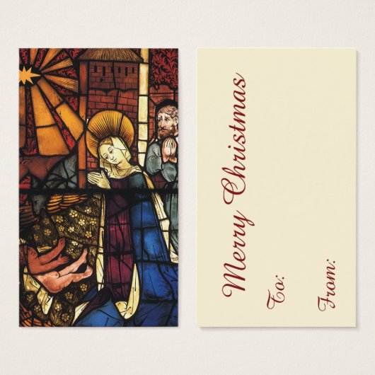 ステンドグラスのヴィンテージクリスマス出生シーン (正面&裏面)