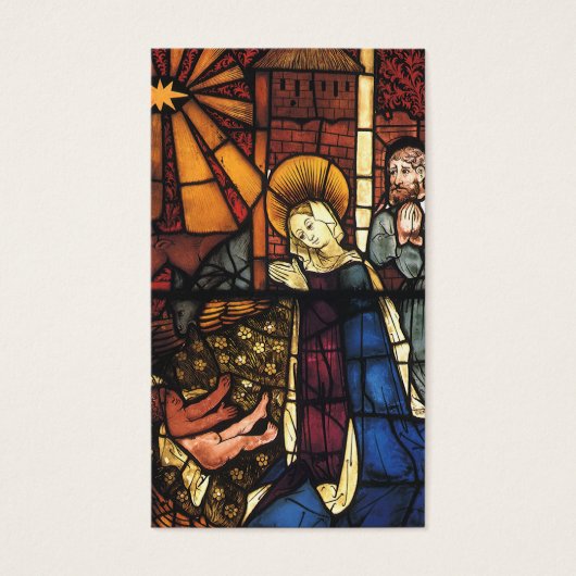 ステンドグラスのヴィンテージクリスマス出生シーン (正面)