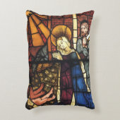 ステンドグラスのヴィンテージクリスマス出生シーン アクセントクッション (正面(垂直))